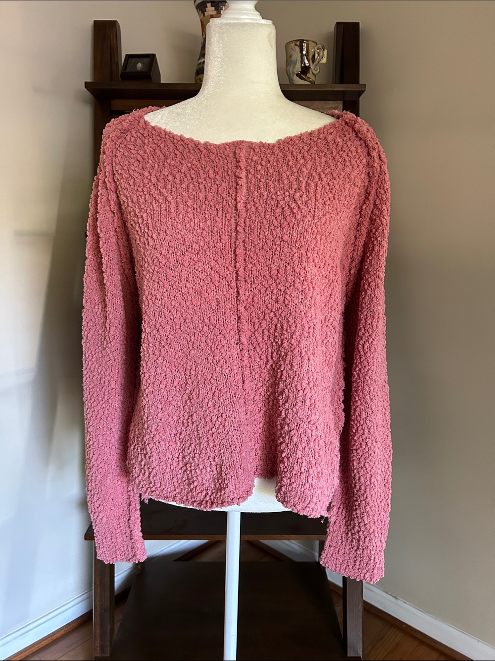 Pink Lily Dusty Rose Popcorn Knit Sweater